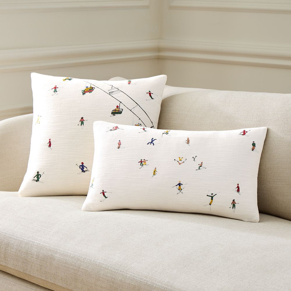 Embroidered Skier Pillow Cover | West Elm (US)