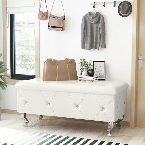 Voxto 37.4" Wide Faux Leather Tufted Rectangle Storage Ottoman | Wayfair North America