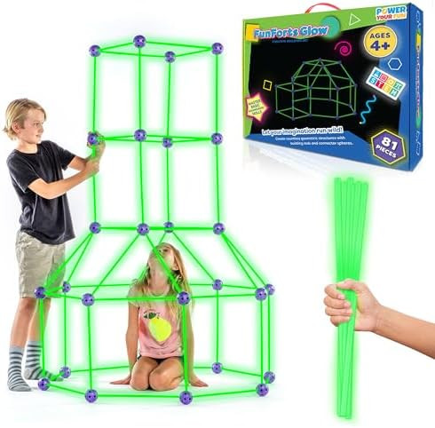 Fun Forts Glow Fort Building Kit for Kids - 81 Pack Glow in The Dark STEM Building Toys Indoor Ou... | Amazon (US)