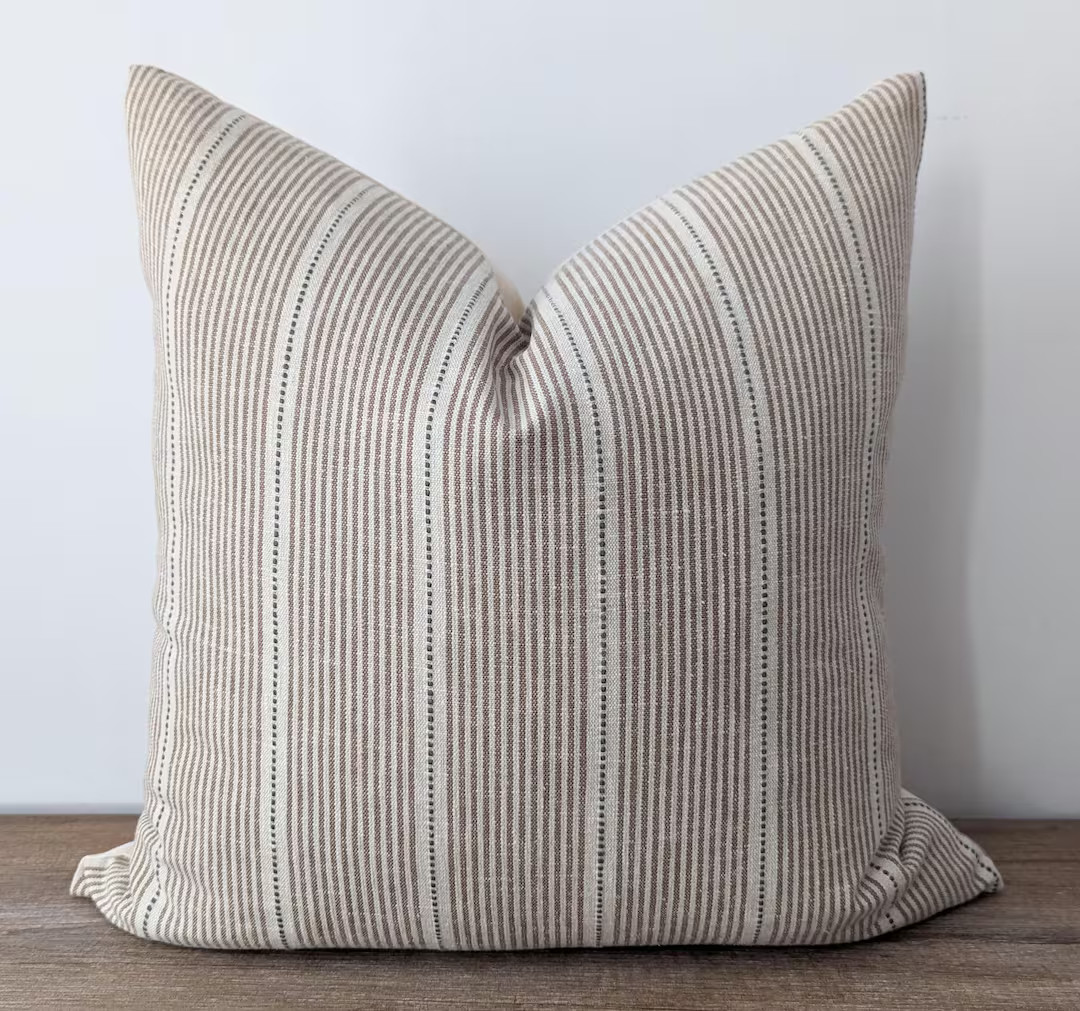 Striped Brown Pillow, Casual Pillow, Neutral Pillow Cover, Beige and off White Striped Pillow, Mo... | Etsy (US)