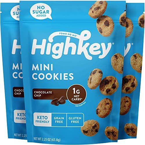 Highkey Keto Chocolate Chip Cookies - 3 Pack - Low Carb Snacks Keto Food Sugar Free High Protein ... | Amazon (US)