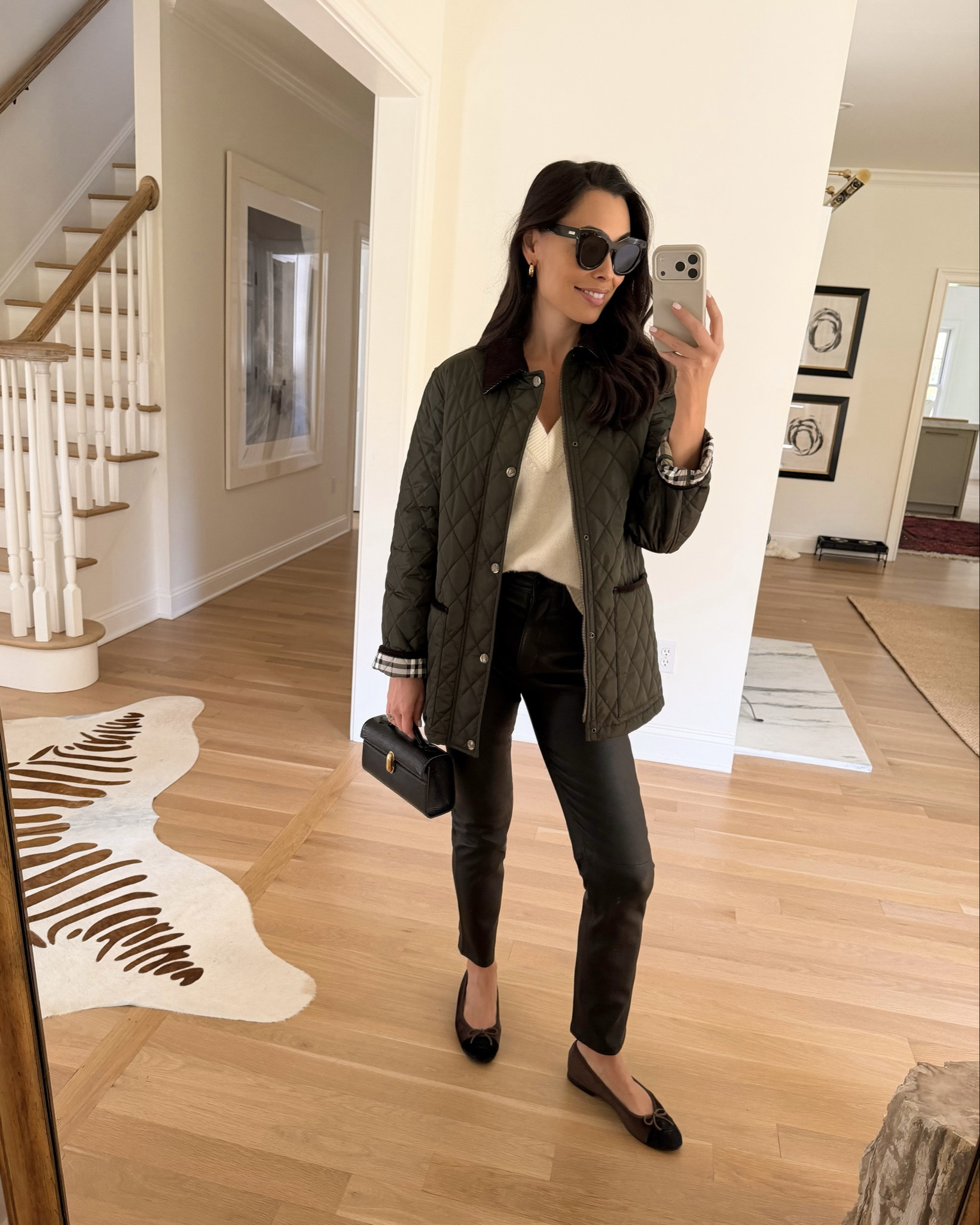 Burberry quilted jacket, fall outfit, Joseph leather pants, Chanel ballet flats, fall fashion. 

#LTKSeasonal #LTKShoeCrush #LTKItBag