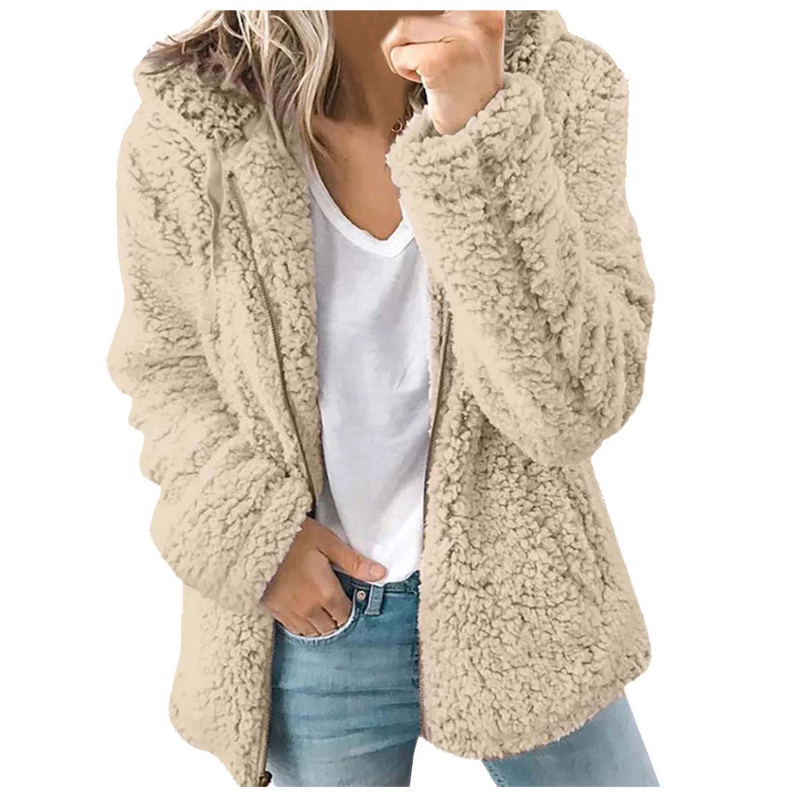 Dezsed Womens Winter Sherpa Jacket Coat Clearance Fashion Womens Warm Faux Coat Jacket Winter Zip... | Walmart (US)