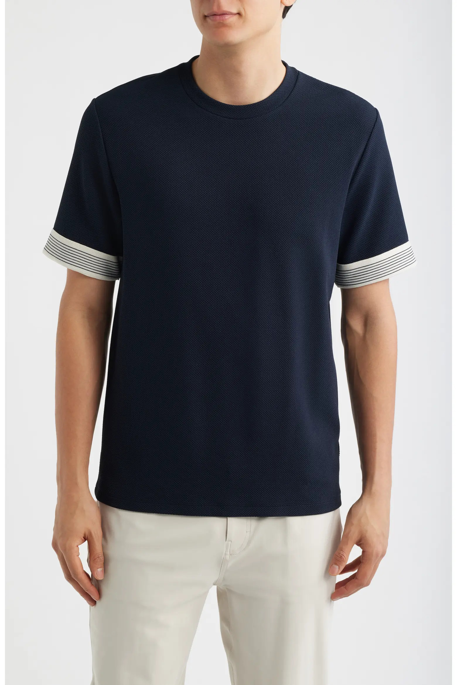 Reiss Aries Textured Contrast Cuff T-Shirt (Men) | Nordstrom | Nordstrom