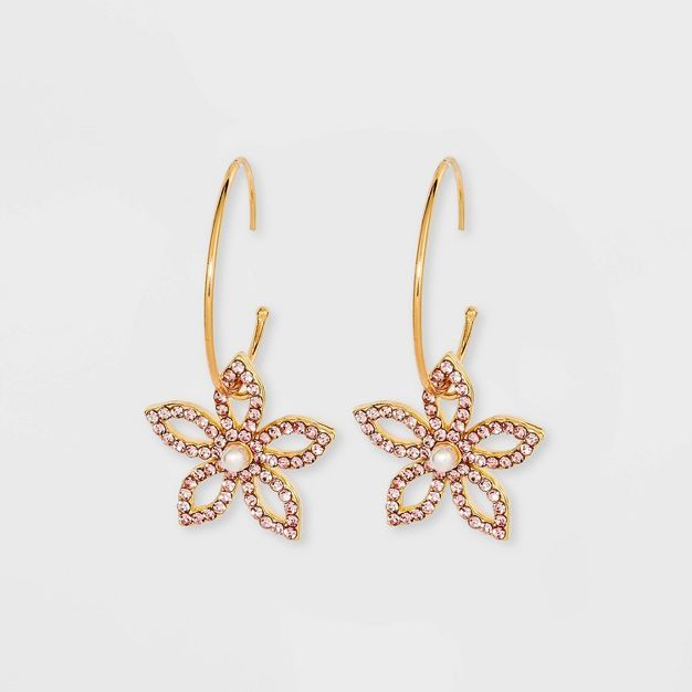 SUGARFIX by BaubleBar Cut-Out Crystal Flower Drop Earrings - Pink | Target