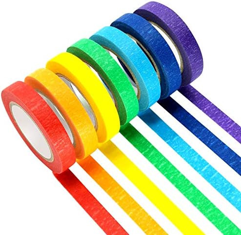 Colored Masking Tapes, 7PCS Arts Rainbow Labelling Masking Tape Fun Supplies Kit for Kids and Adu... | Amazon (US)