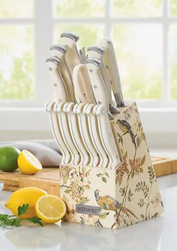 14 Piece Forged Cutlery Set with Pheasant Knife Block | Belk