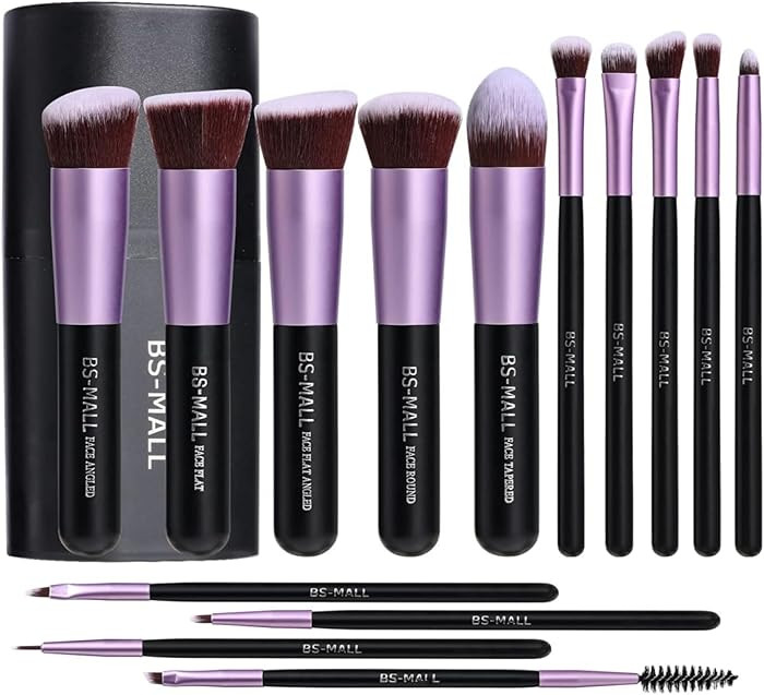 BS-MALL Makeup Brushes Premium Synthetic Foundation Powder Concealers Eye Shadows 14 Pcs Purple f... | Amazon (US)