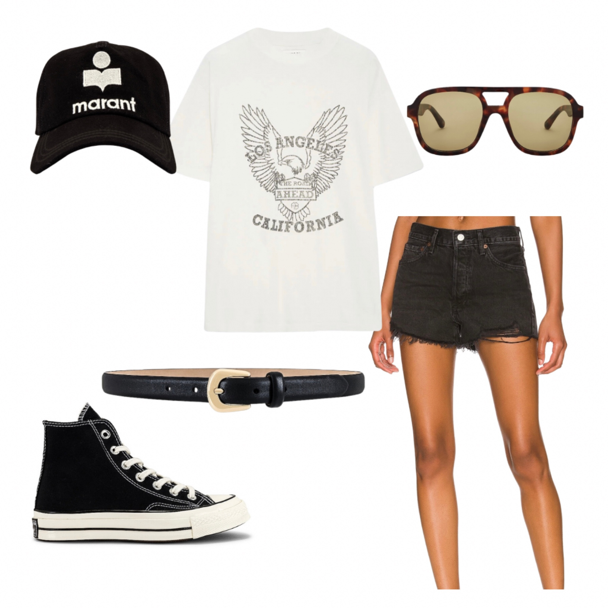 Revolve outfits, Anine bing, Agolde shorts, denim shorts, jean shorts, black shorts, platform converse, black converse, belt, graphic tees, sunglasses under 50, spring outfit ideas, casual outfits, hats 

#LTKshoecrush #LTKstyletip #LTKunder100