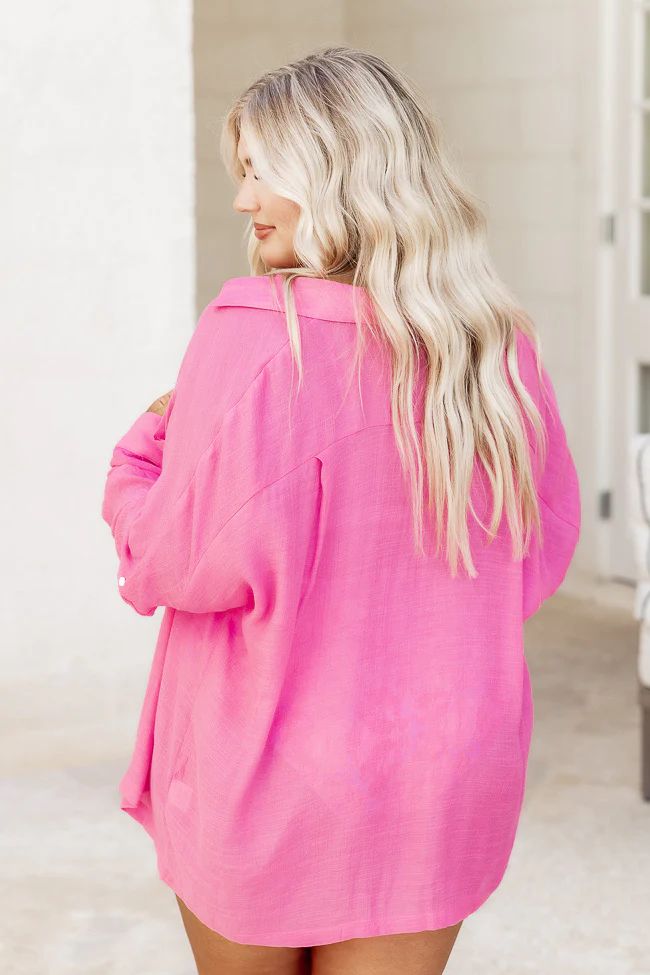 Wouldn't Miss It Pink Lightweight Button Front Blouse | Pink Lily