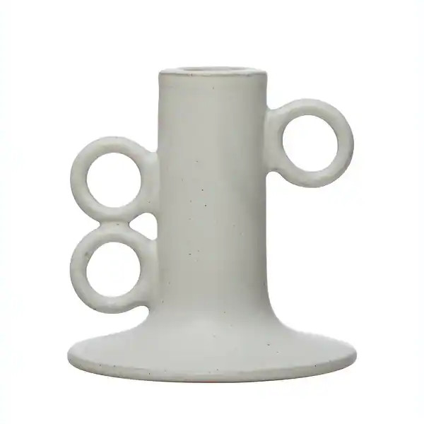 Stoneware Taper Holder - Overstock - 35625967 | Bed Bath & Beyond