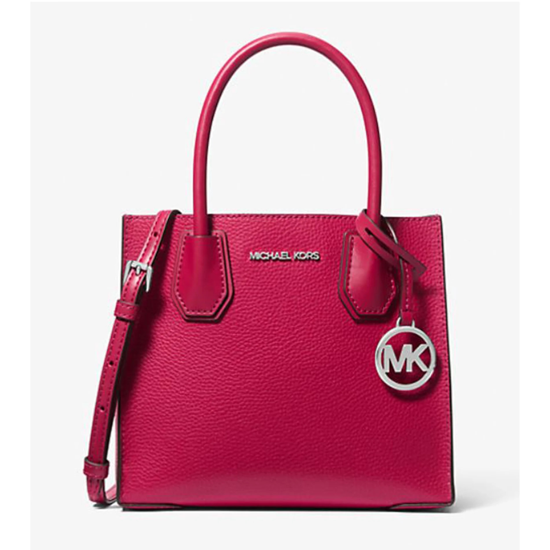 Michael Kors Satchel Medium Leather Mercer Messenger Handbag Crossbody Raspberry | Walmart (US)