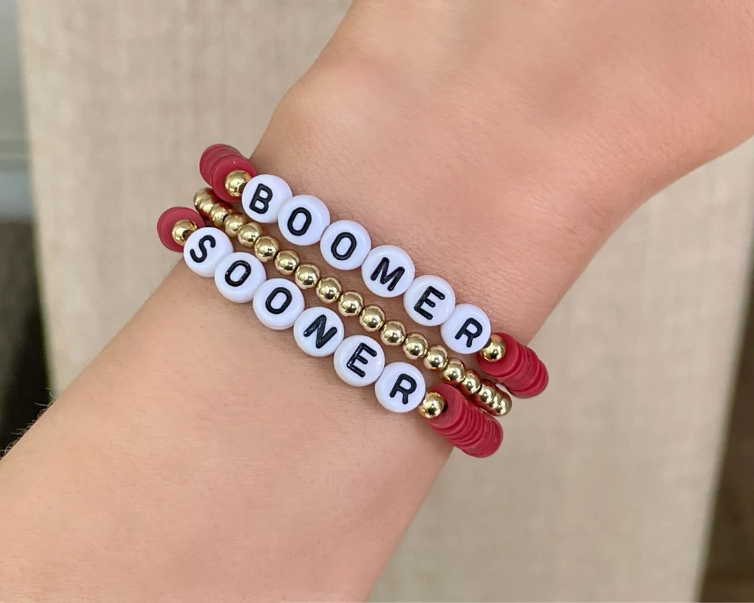 University of Oklahoma Graduation Gifts, Oklahoma Sooners Bracelet, Boomer Sooner Jewelry, Colleg... | Etsy (US)