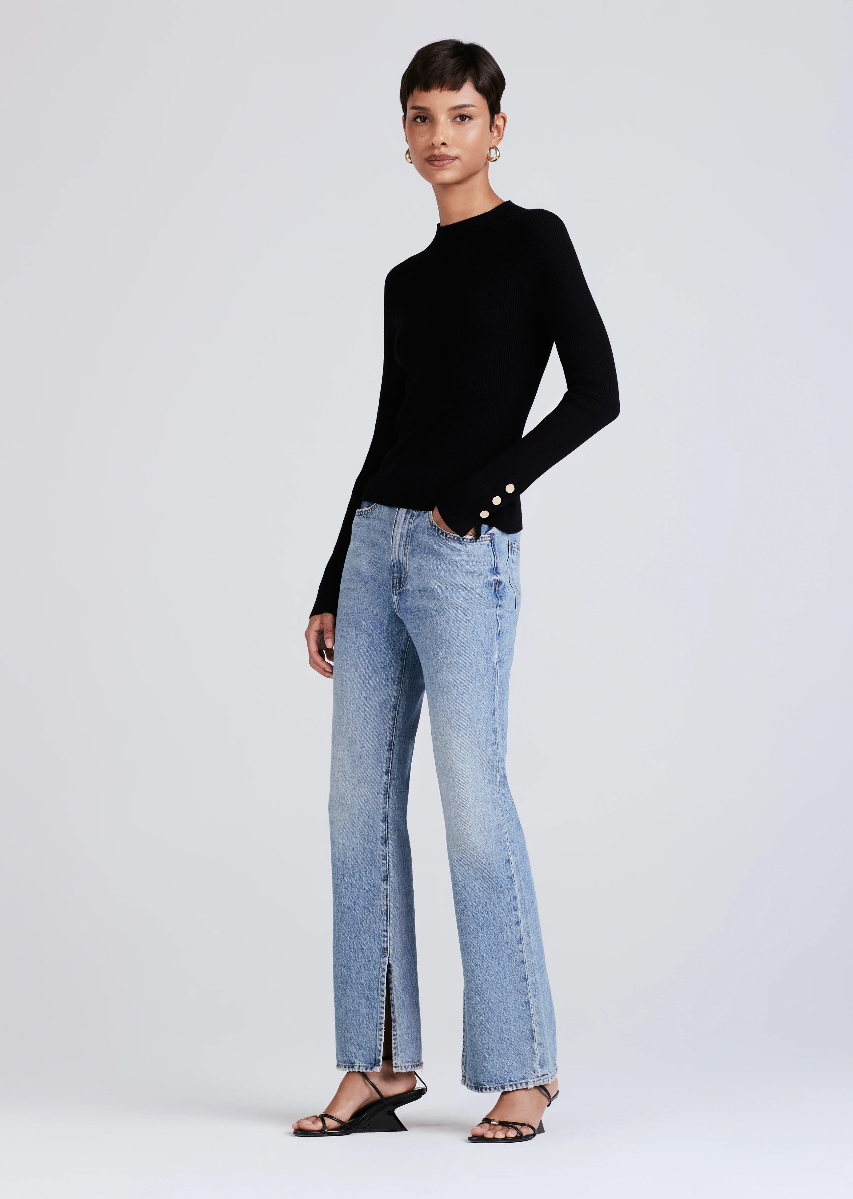Kassandra Ribbed Mock Neck Sweater | Derek Lam 10 Crosby | Derek Lam