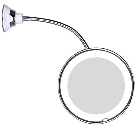 JiBen Flexible Gooseneck LED Lighted 10X Magnifying Makeup Mirror with Power Locking Suction Cup,... | Amazon (US)