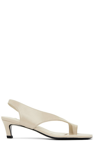 TOTEME - Beige Naplack Leather Thong Heeled Sandals | SSENSE