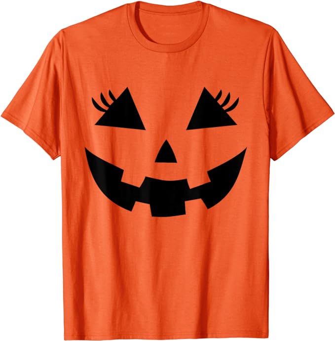 Funny Jack o Lantern pumpkin face eyelashes for halloween T-Shirt | Amazon (US)