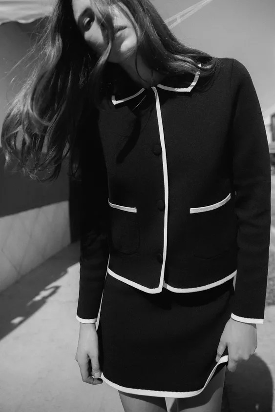 CONTRAST PIPING KNIT CARDIGAN | Zara US