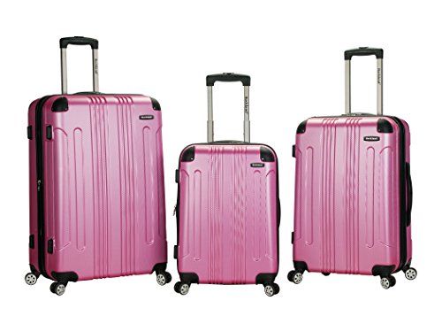 Rockland Luggage 3 Piece Abs Upright Luggage Set, Pink, Medium | Amazon (US)