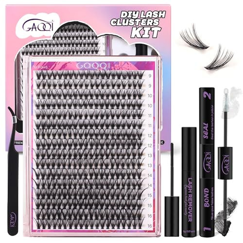 GAQQI Lash Clusters Kit 320Pcs Lash Extension Kit, Mix 9-16mm 30D C Curl Lash Clusters Kit Eyelash Extension Kit with Lash Glue Remover and Lash Applicator Self Use at Home（30D-CMIX KIT) | Amazon (US)