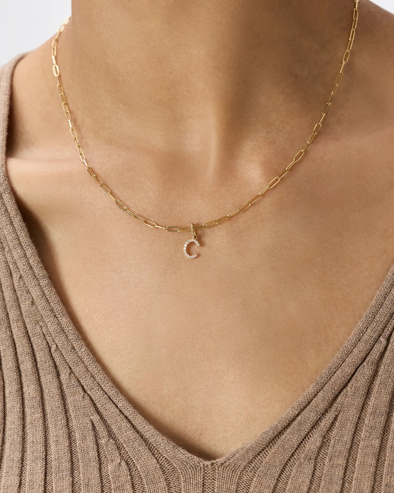 14K Gold Diamond Letter Charm - A in Yellow Gold | Quince