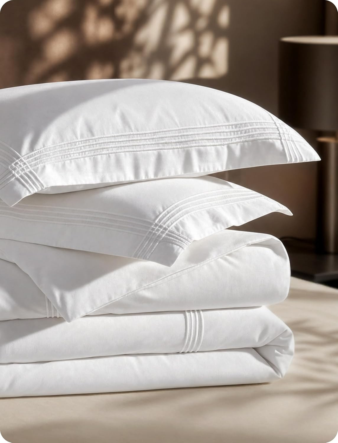 Bedsure PureWoven 100% Cotton Percale Duvet Cover Queen, Rope Weave, White | Amazon (US)