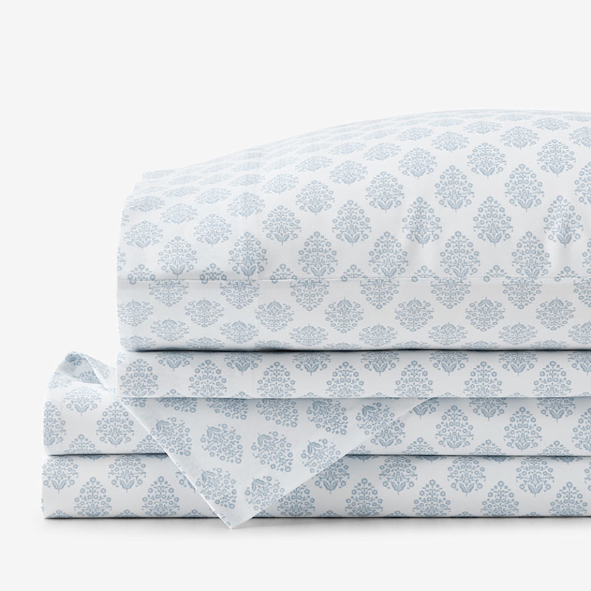 Butti Bouquet Classic Smooth Sateen Bed Sheet Set - Green Sage, Size Queen | The Company Store | The Company Store
