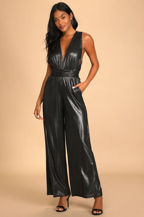 Endlessly Stunning Metallic Gunmetal Convertible Jumpsuit | Lulus (US)