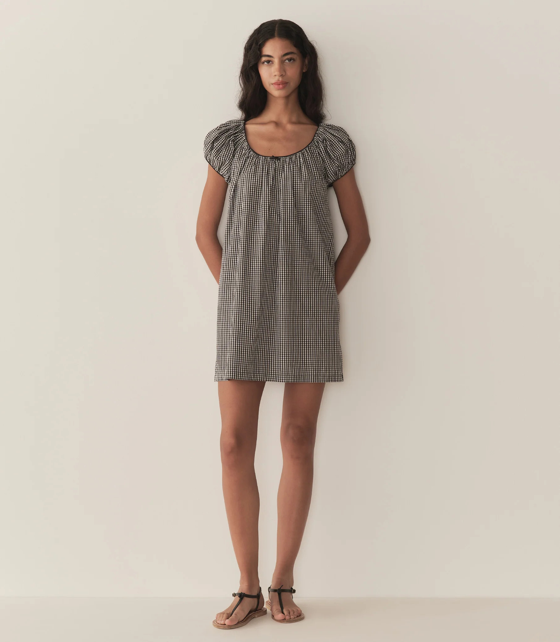 Julia Dress - Noir La Maddalena Gingham | DÔEN | DOEN