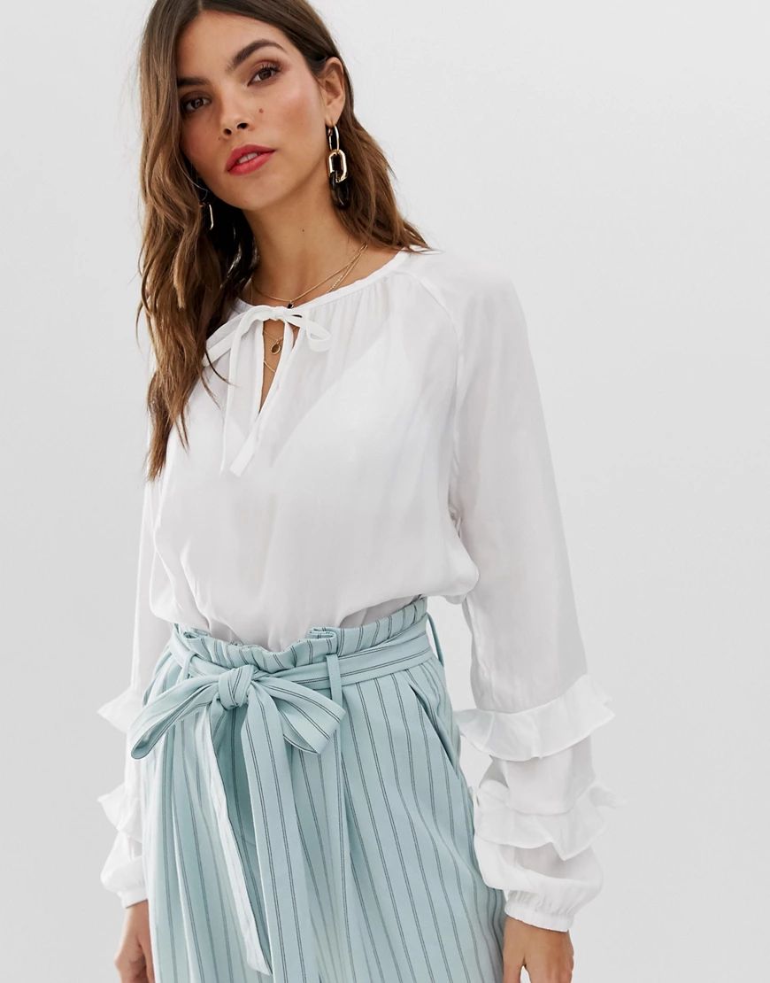 Vila volume sleeve blouse-White | ASOS (Global)