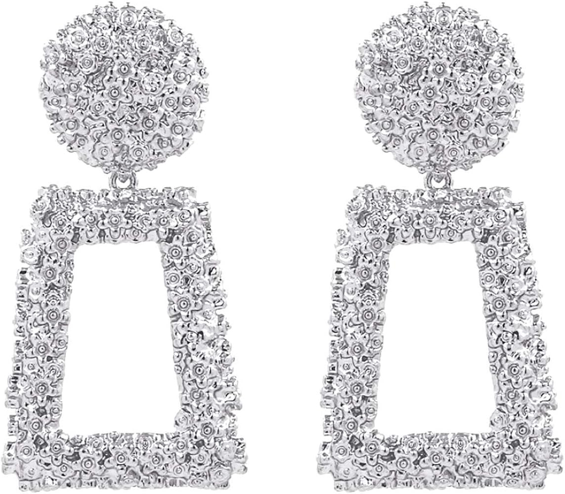 KELMALL Extra Large Geometric Hoops Earrings, 18K Gold Oversized Wavy Raised Statement Earrings f... | Amazon (US)