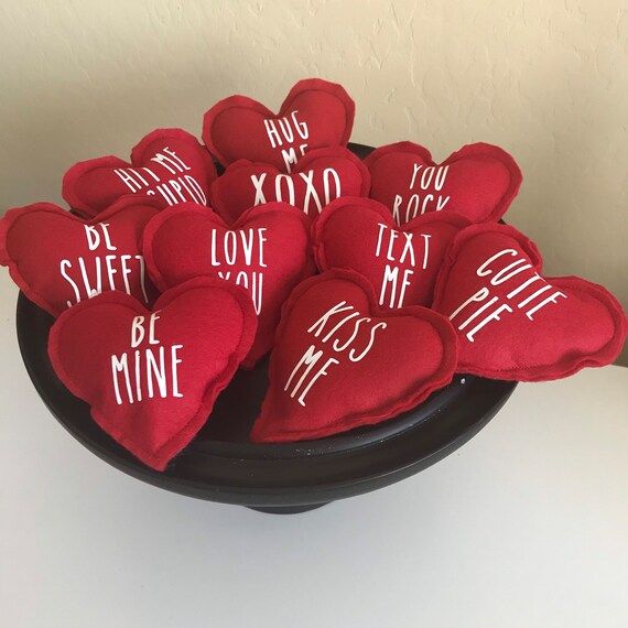 Felt candy hearts  bowl fillers  tiered tray  Valentines  | Etsy | Etsy (US)