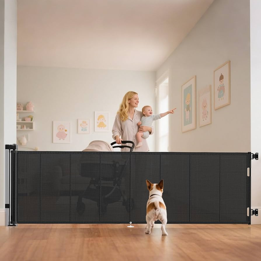 120 inch Retractable Baby Gates 34 inch Tall, Retractable Gate with Reinforced Strip Design to Pr... | Amazon (US)