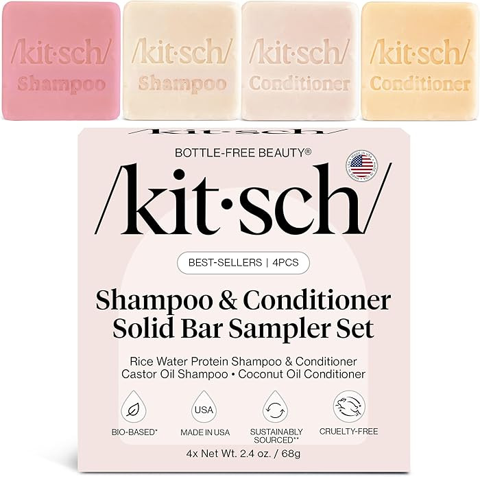 Kitsch Shampoo and Conditioner Set - 4pc Sampler Bars with Rice Water Shampoo and Conditioner, Ca... | Amazon (US)