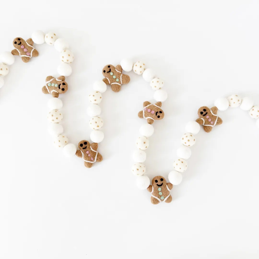 Christmas Garland Christmas Banner Christmas Decorations Felt Gingerbread Felt Ball Garland - Ets... | Etsy (US)