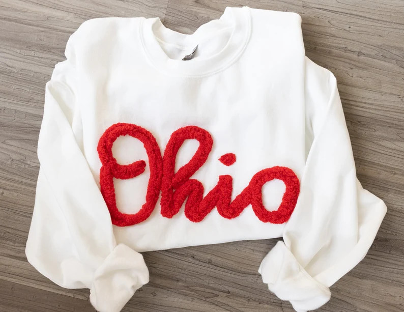 Ohio Sweatshirt: Yarn Embroidered Ohio Sweatshirt, Ohio Pullover, Yarn Embroidery | Etsy (Global)