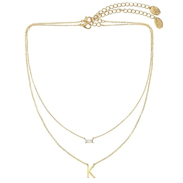 Time and Tru Women's Gold Initial Letter "K" Necklace Set, 2 Piece Set - Walmart.com | Walmart (US)
