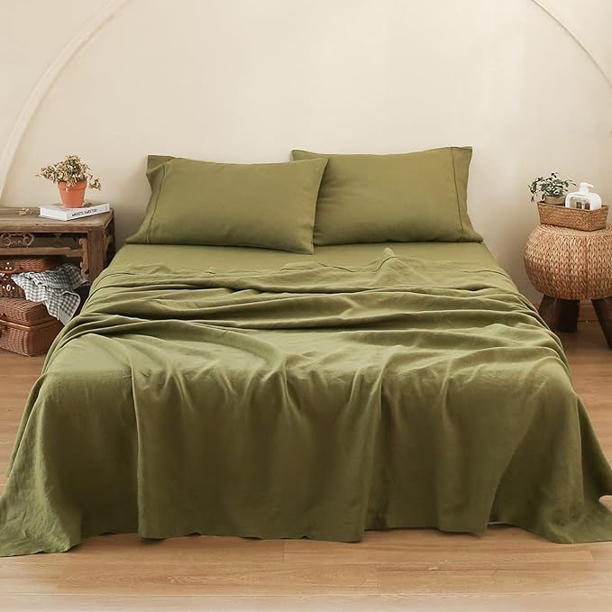 Simple&Opulence 100% Washed Linen Sheet Set-King Size-Natural France Flax Bed Sheet-4 Pcs Breatha... | Amazon (US)