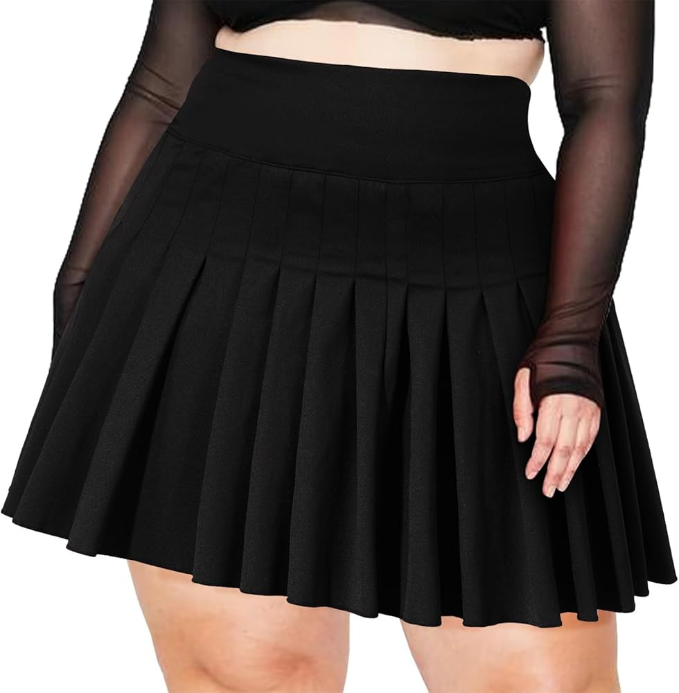 Moon Wood Women's Plus Size Pleated Tennis Skirt- Girls High Waist Athletic Golf Skirts with Shor... | Amazon (US)