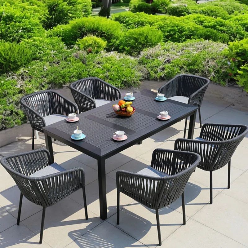 Aldia 6 - Person Rectangular Outdoor Dining Set with Cushions | Wayfair North America