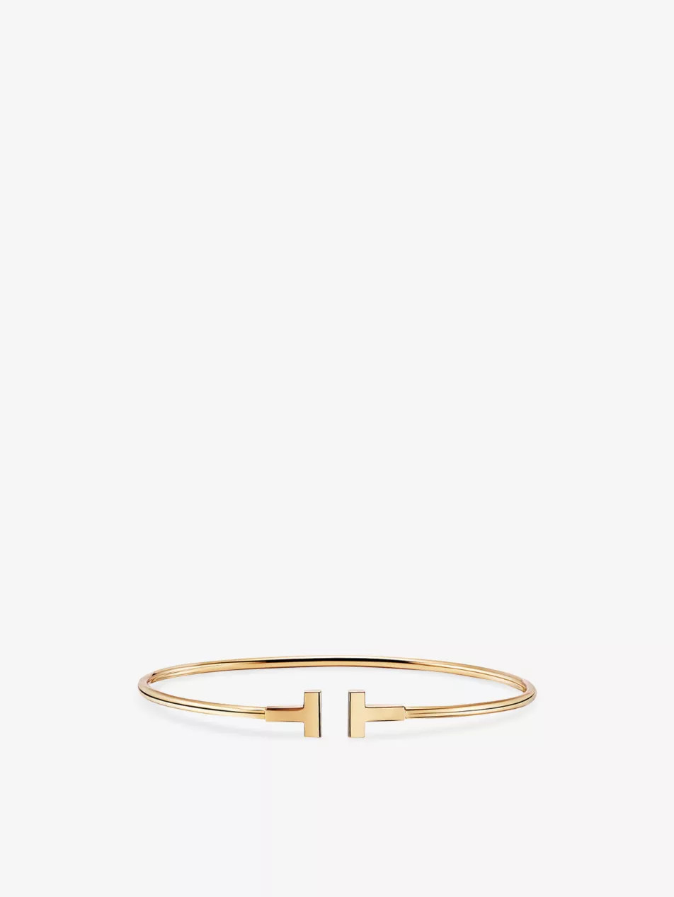 Tiffany T narrow wire bracelet in 18k gold | Selfridges