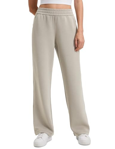 CRZ YOGA SoftAura Straight Leg Casual Sweatpants Women 30" - Modal Lounge Travel Pants with Pockets Stone X-Small | Amazon (US)