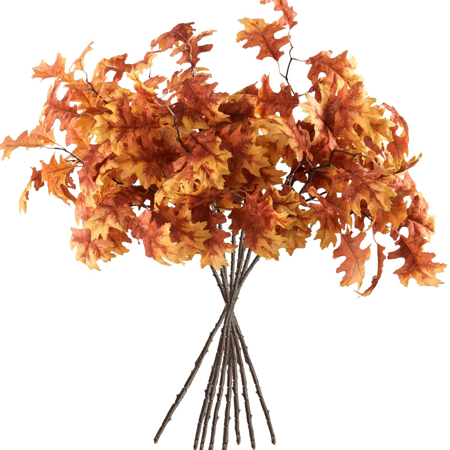 MISSPIN Artificial Fall Oak Tree Leaves Stems 8 PCS, Fall Decorations for Indoor Outdoor Hallowee... | Amazon (US)