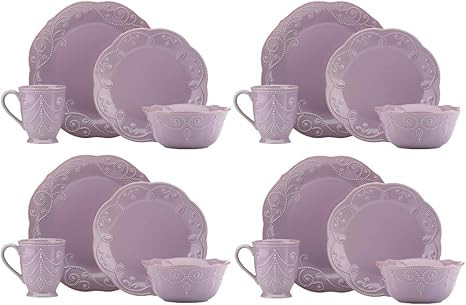 Lenox French Perle 16 Piece Dinnerware Set in VIOLET - LIGHT PURPLE New in box 4 DINNER 4 SALAD 4... | Amazon (US)