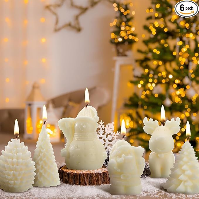 Mtlee 6 Pieces Christmas Soy Candles Scented Candles Winter Christmas Tree Cone Candles Home Deco... | Amazon (US)