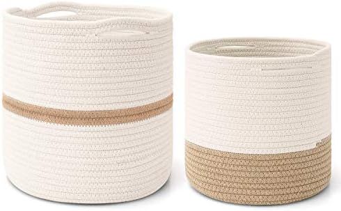 joybest 2-Pack Cotton Rope Plant Basket Woven Indoor Planters for Indoor Plants | Storage Basket for | Amazon (US)