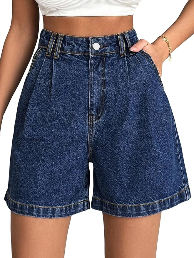 EMMIOL Jean Shorts for Women High Waisted Wide Leg Denim Shorts Stretchy 2026 Summer Casual Botto... | Amazon (US)
