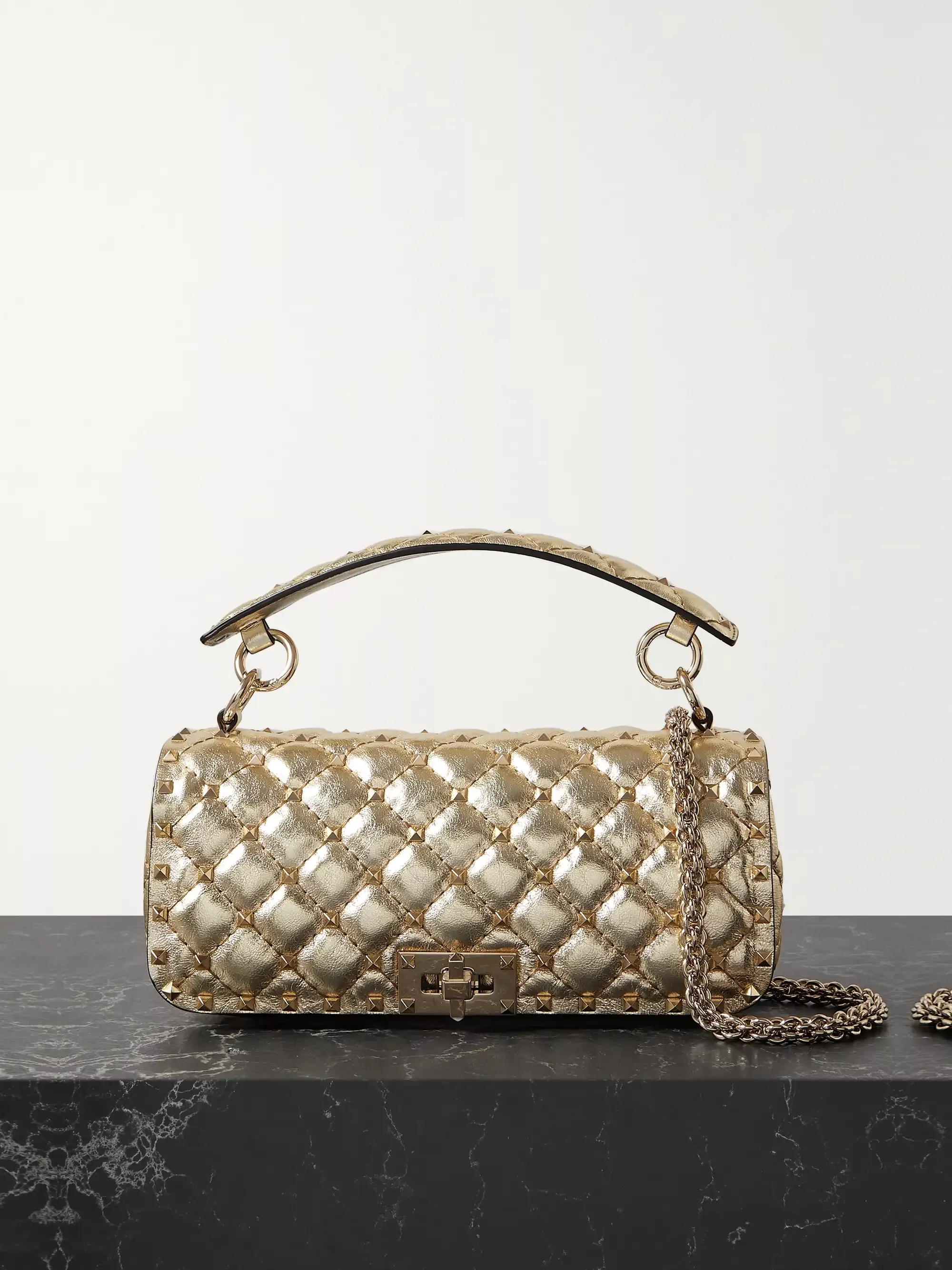 Gold valentino best sale rockstud bag