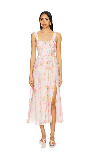 Esra Printed Midi Dress in Pink Floral | Revolve Clothing (Global)