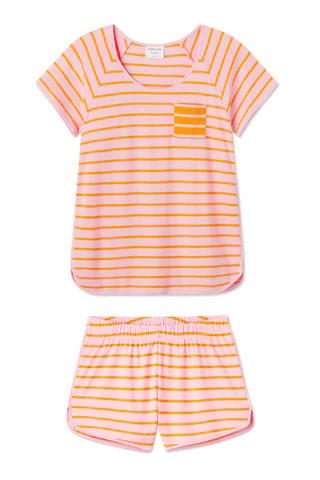 Pima Avery Shorts Set in Pomelo Stripe | Lake Pajamas